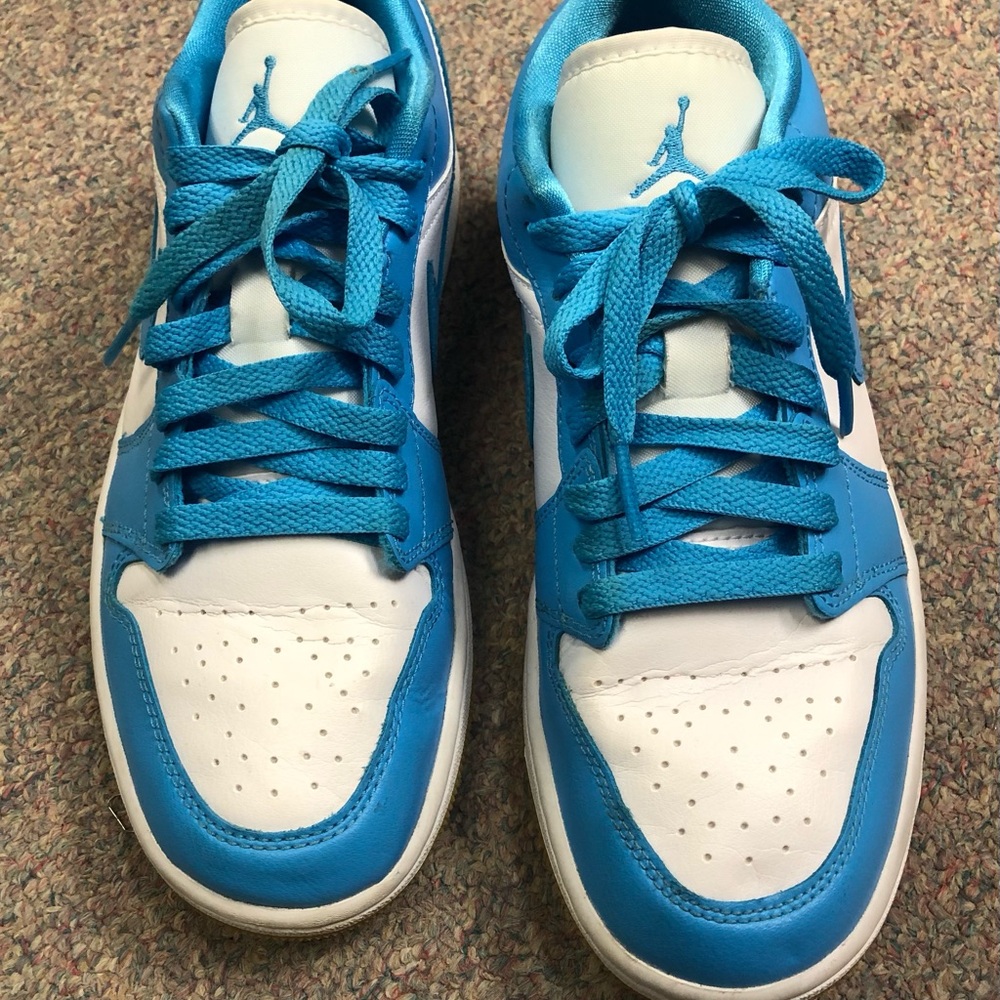 The Air Jordan 1 Low Dark Powder Blue Gum Sneakers